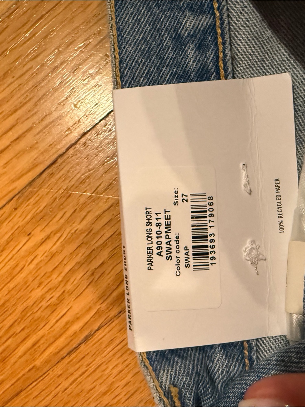 Agolde Light Blue Denim Parker Long Short - Picture 4 of 6